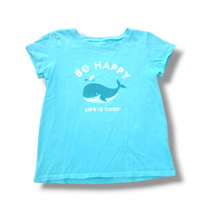 Life Is Good Girls L 10 Whale Happy Tee T-Shirt Cotton